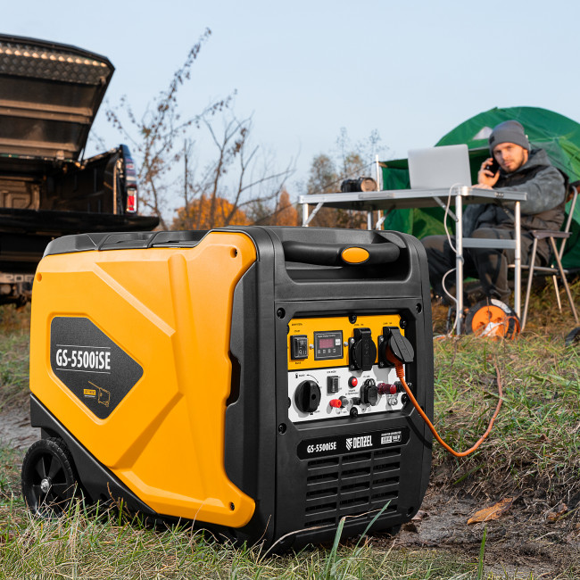 Генератор инверторный GS-5500iSE, 5,5 кВт, 230 В, закрытый корпус,электростартер Denzel в Новосибирске