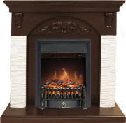 Каминокомплект Bern Сланец мелкий белый / Темный дуб с очагом Fobos FX Black Каминокомплект Bern Сланец мелкий белый / Темный дуб с очагом Fobos FX Black