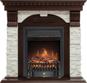 Каминокомплект Dublin угловой - Темный дуб / Сланец белый с очагом Fobos FX Black Каминокомплект Dublin угловой - Темный дуб / Сланец белый с очагом Fobos FX Black