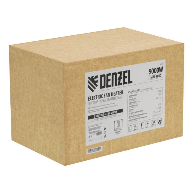 Тепловая пушка SFH-9000, 400 В, 850 м3/ч, вентилятор 3 режима, 6000/9000 Вт Denzel в Новосибирске