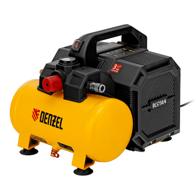 Компрессор  DLS750/6 безмасляный малошумный 750 Вт, 140 л/мин,ресивер 6 л Denzel в Новосибирске