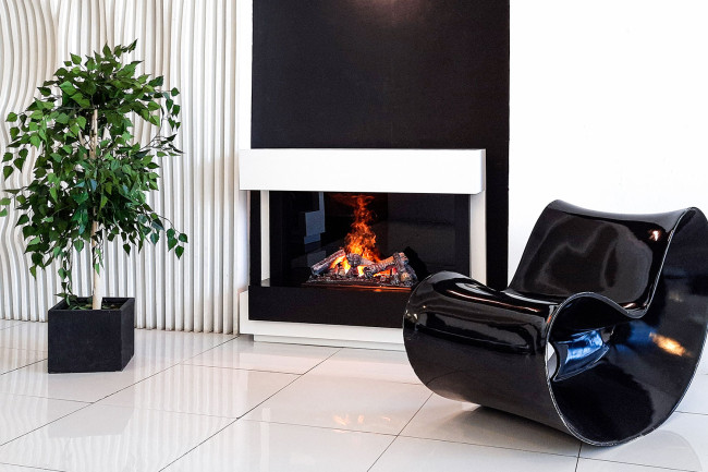 Каминокомплект Cube - Белый с черным с очагом Cassette 400 NH в Новосибирске