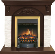 Каминокомплект Bern Сланец мелкий белый / Темный дуб с очагом Fobos FX Brass Каминокомплект Bern Сланец мелкий белый / Темный дуб с очагом Fobos FX Brass