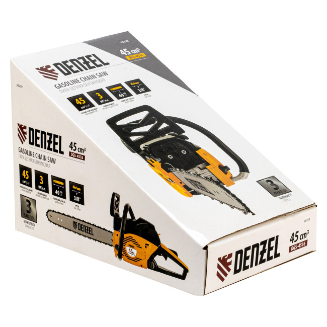 Пила цепная бензиновая DGS-4516, шина 40 см, 45 см3, 3 л.с, шаг 3/8, паз 1.3 мм, 57 звеньев Denzel в Новосибирске