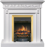 Каминокомплект Valletta - Белый (Ширина 1040 мм) с очагом Fobos FX Brass Каминокомплект Valletta - Белый (Ширина 1040 мм) с очагом Fobos FX Brass