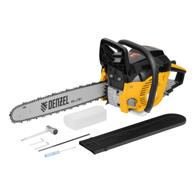 Пила цепная бензиновая DGS-5218, шина 45 см, 52 см3, 3.5 л.с, шаг 0.325, паз 1.5 мм, 72 звена Denzel в Новосибирске