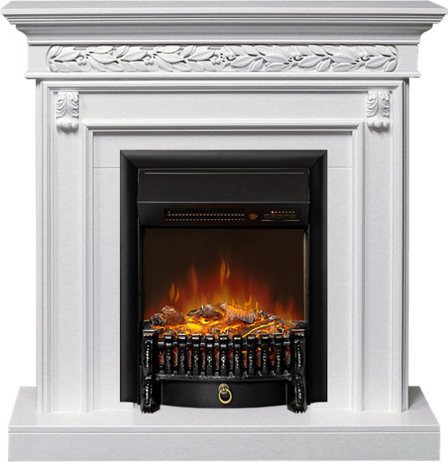 Каминокомплект Valletta - Белый (Ширина 1040 мм) с очагом Fobos FX M Black RC в Новосибирске