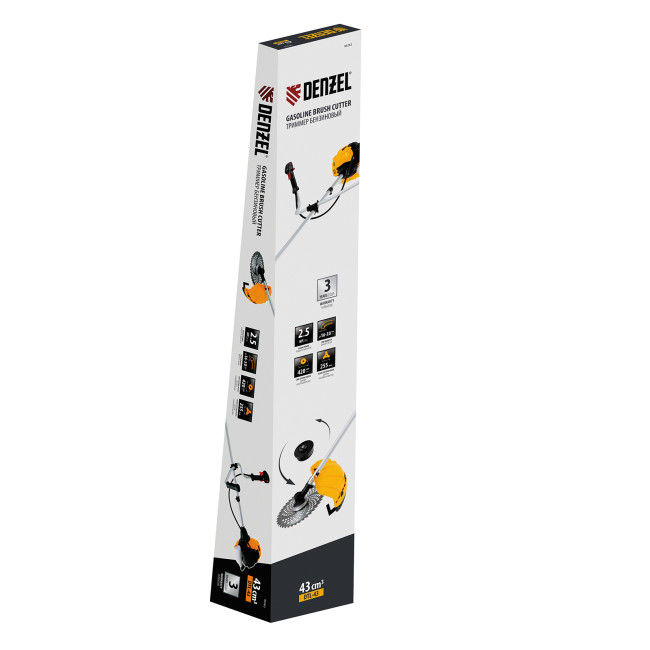 Триммер бензиновый DTL-43, 43 см3, неразъемная штанга, состоит из 2 частей Denzel в Новосибирске