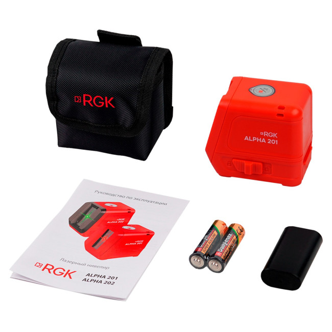 Лазерный уровень RGK ALPHA 201 с калибровкой с красным лучом в Новосибирске