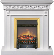 Каминокомплект Valletta - Белый (Ширина 1040 мм) с очагом Fobos FX M Brass